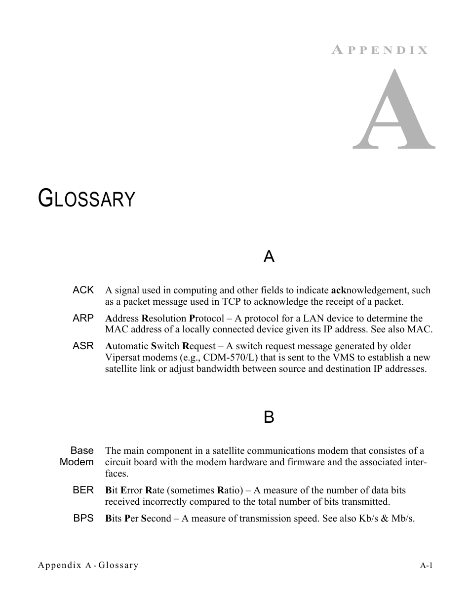 Glossary, Base modem, Lossary | Comtech EF Data Vipersat Circuit Scheduler v3.7.x ArrangeLink User Manual | Page 77 / 88