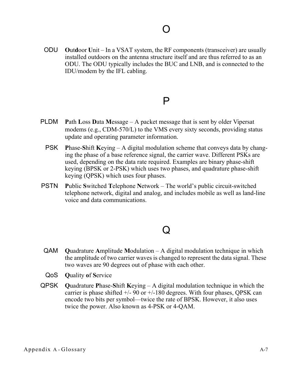 Pldm, Pstn, Qpsk | Comtech EF Data Vipersat Circuit Scheduler v3.7.x ArrangeLink User Manual | Page 83 / 88