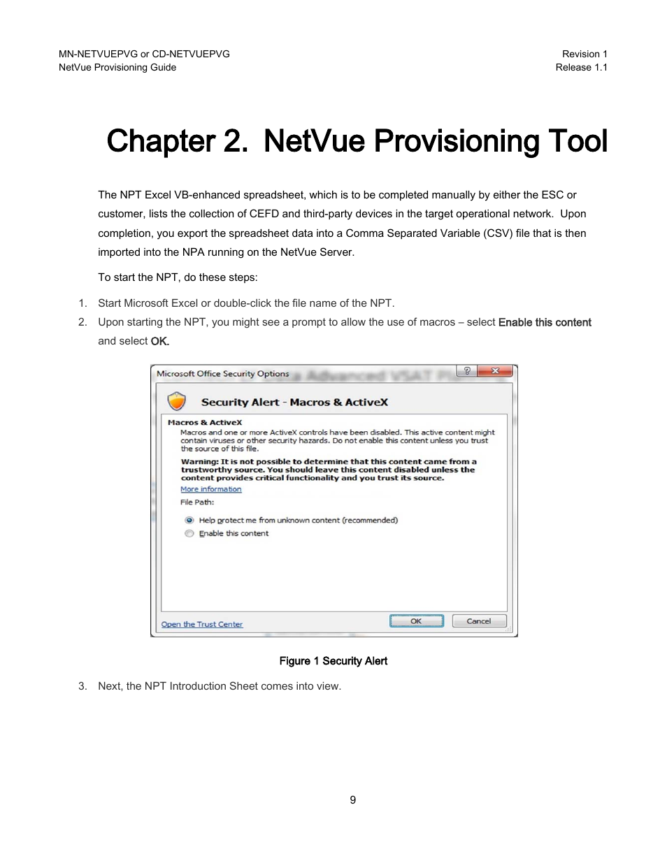 Chapter 2. netvue provisioning tool, Chapter 2, Netvue provisioning tool | Comtech EF Data NetVue Release 1.1 Provisioning Guide User Manual | Page 11 / 34