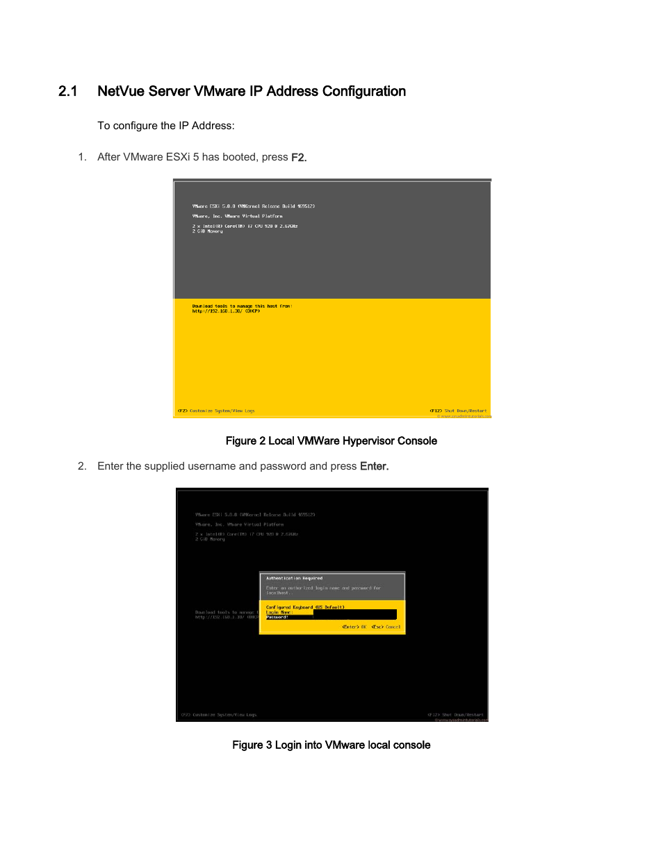 1 netvue server vmware ip address configuration, Netvue server vmware ip address configuration | Comtech EF Data NetVue Release 1.1 Quick Start Guide User Manual | Page 10 / 20