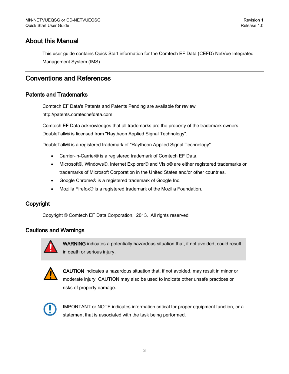 About this manual, Conventions and references | Comtech EF Data NetVue Release 1.1 Quick Start Guide User Manual | Page 5 / 20