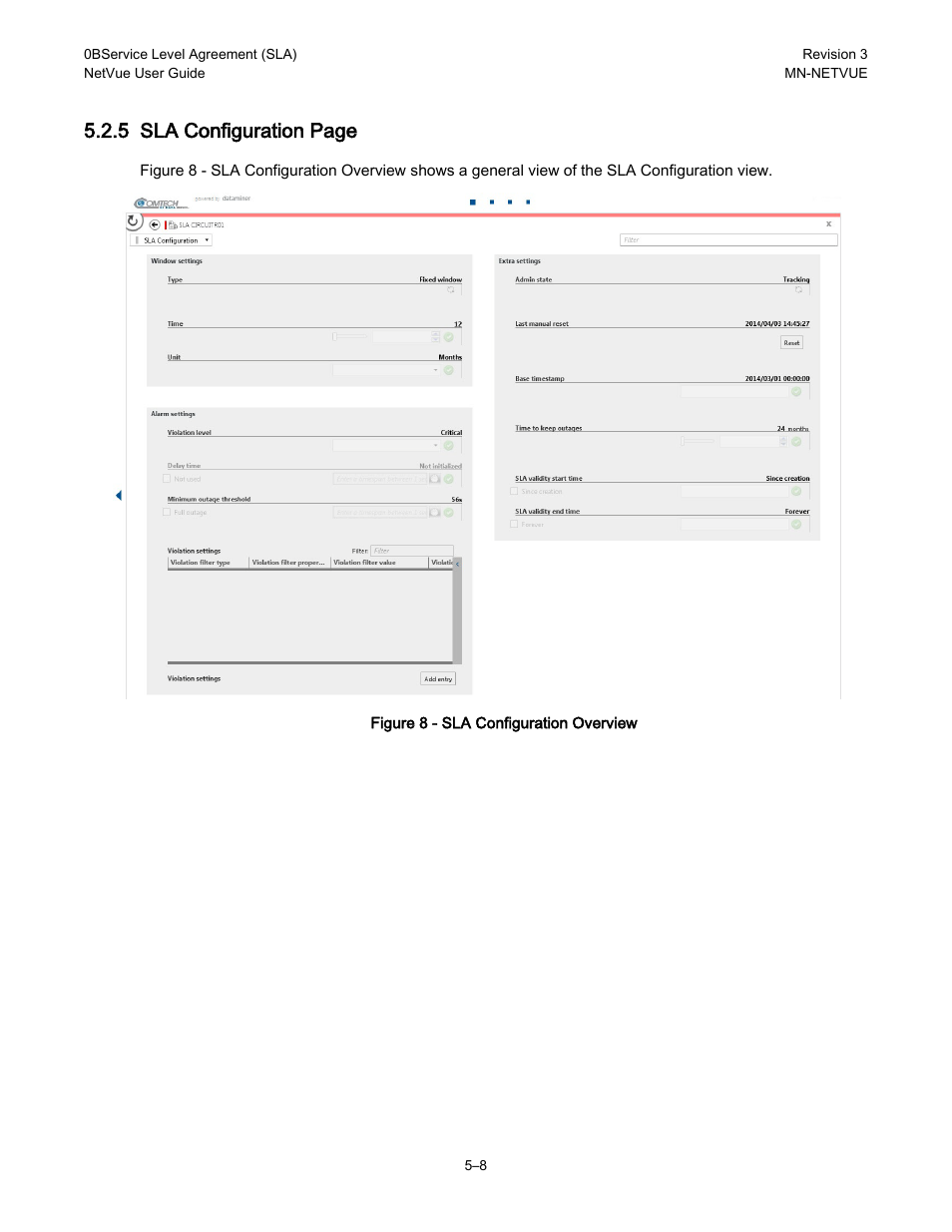 5 sla configuration page | Comtech EF Data NetVue Release 1.1 User Guide User Manual | Page 103 / 265