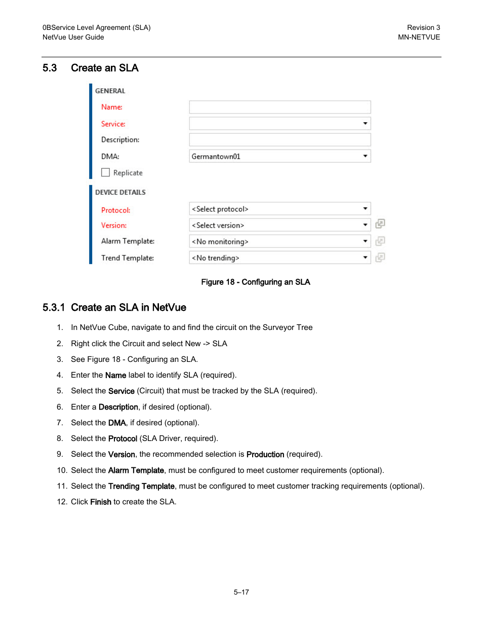3 create an sla, 1 create an sla in netvue | Comtech EF Data NetVue Release 1.1 User Guide User Manual | Page 112 / 265