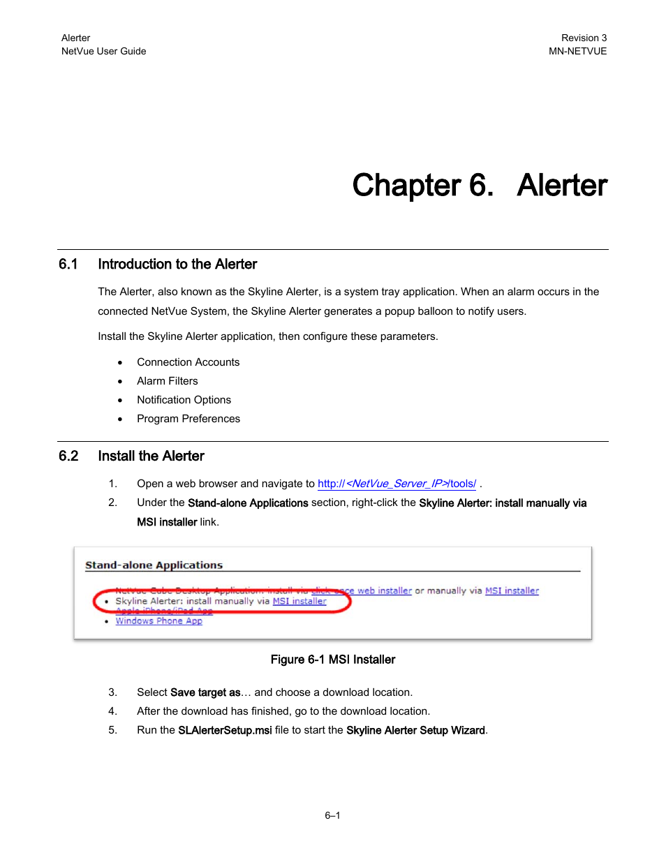 Chapter 6. alerter, 1 introduction to the alerter, 2 install the alerter | Comtech EF Data NetVue Release 1.1 User Guide User Manual | Page 114 / 265