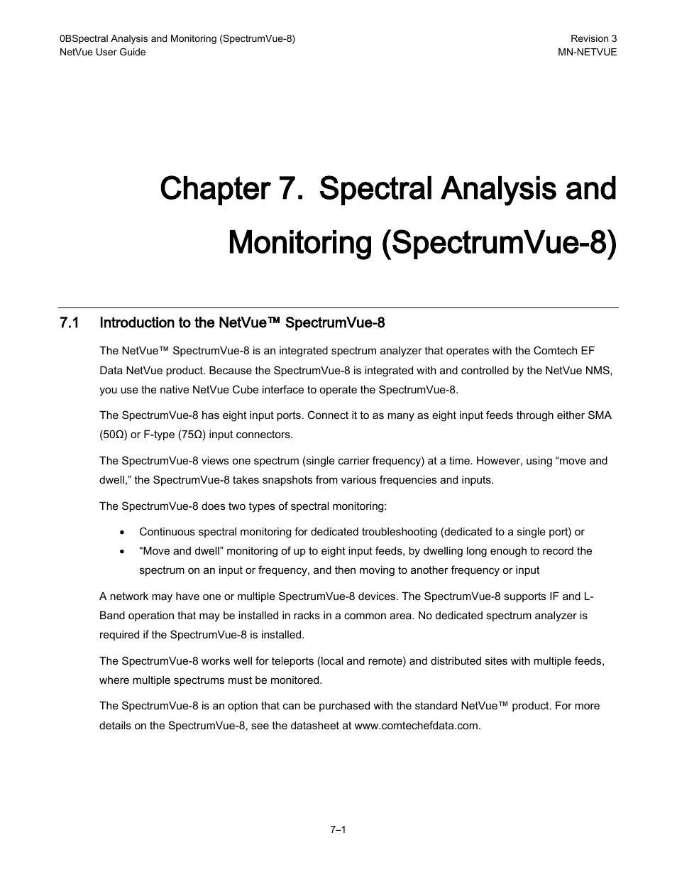 1 introduction to the netvue™ spectrumvue-8 | Comtech EF Data NetVue Release 1.1 User Guide User Manual | Page 127 / 265