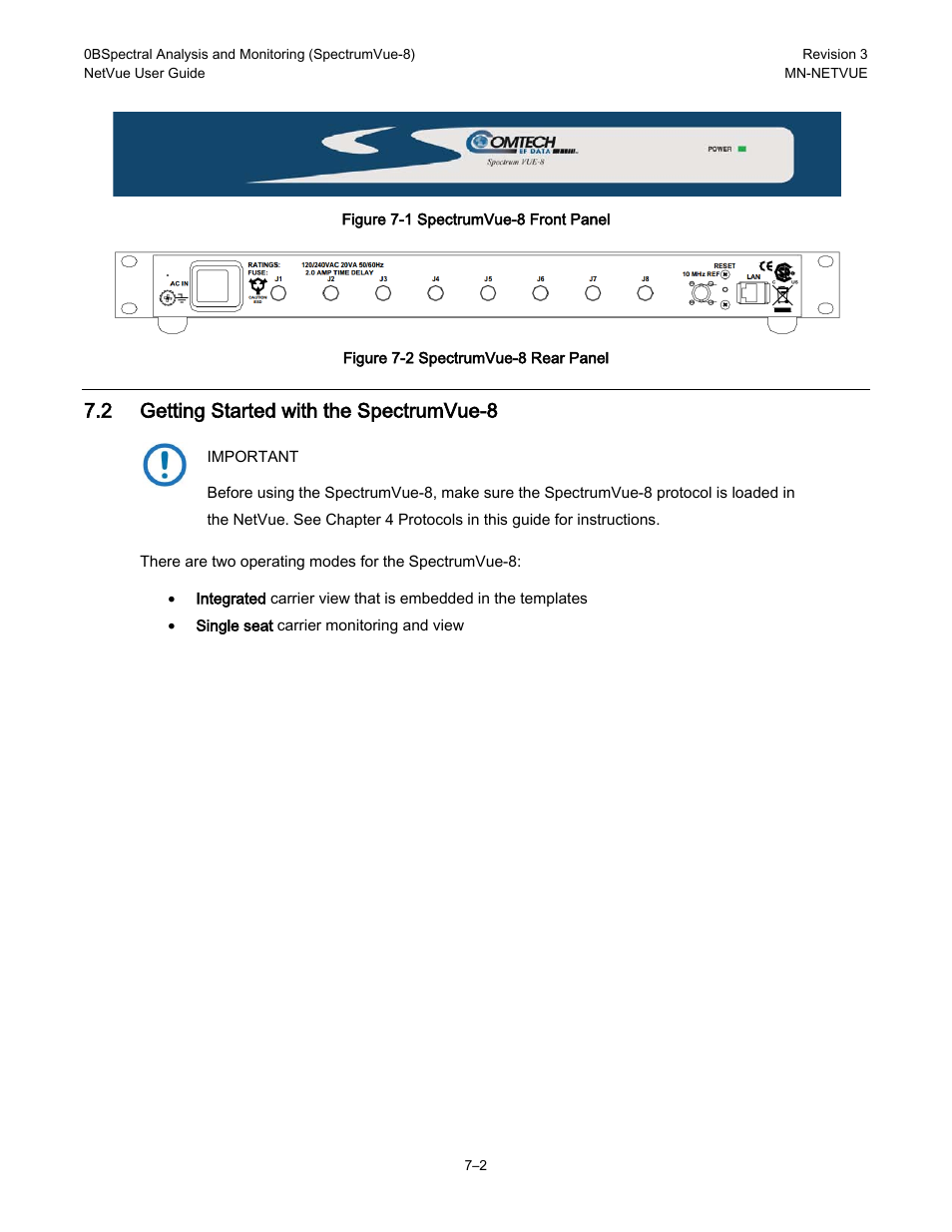 2 getting started with the spectrumvue-8 | Comtech EF Data NetVue Release 1.1 User Guide User Manual | Page 128 / 265