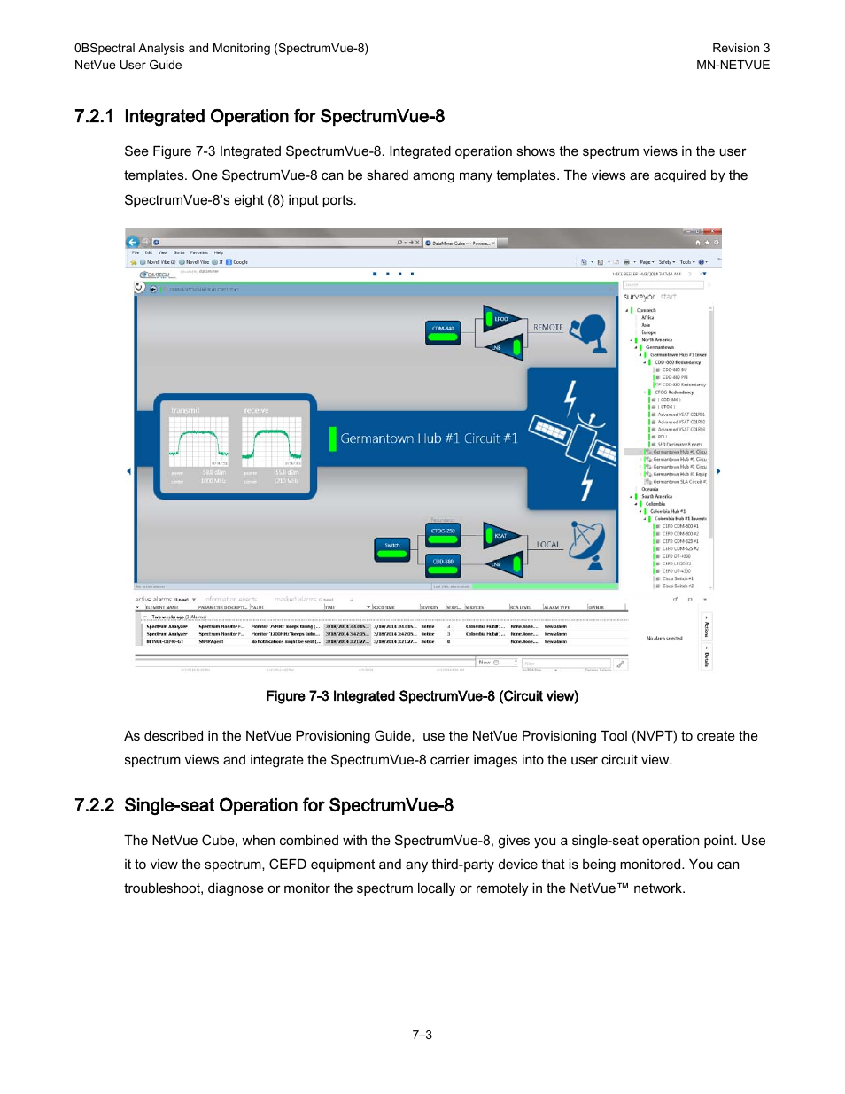 1 integrated operation for spectrumvue-8, 2 single-seat operation for spectrumvue-8 | Comtech EF Data NetVue Release 1.1 User Guide User Manual | Page 129 / 265