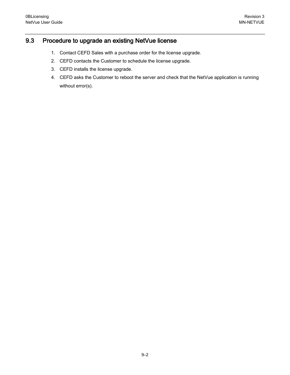 3 procedure to upgrade an existing netvue license | Comtech EF Data NetVue Release 1.1 User Guide User Manual | Page 137 / 265