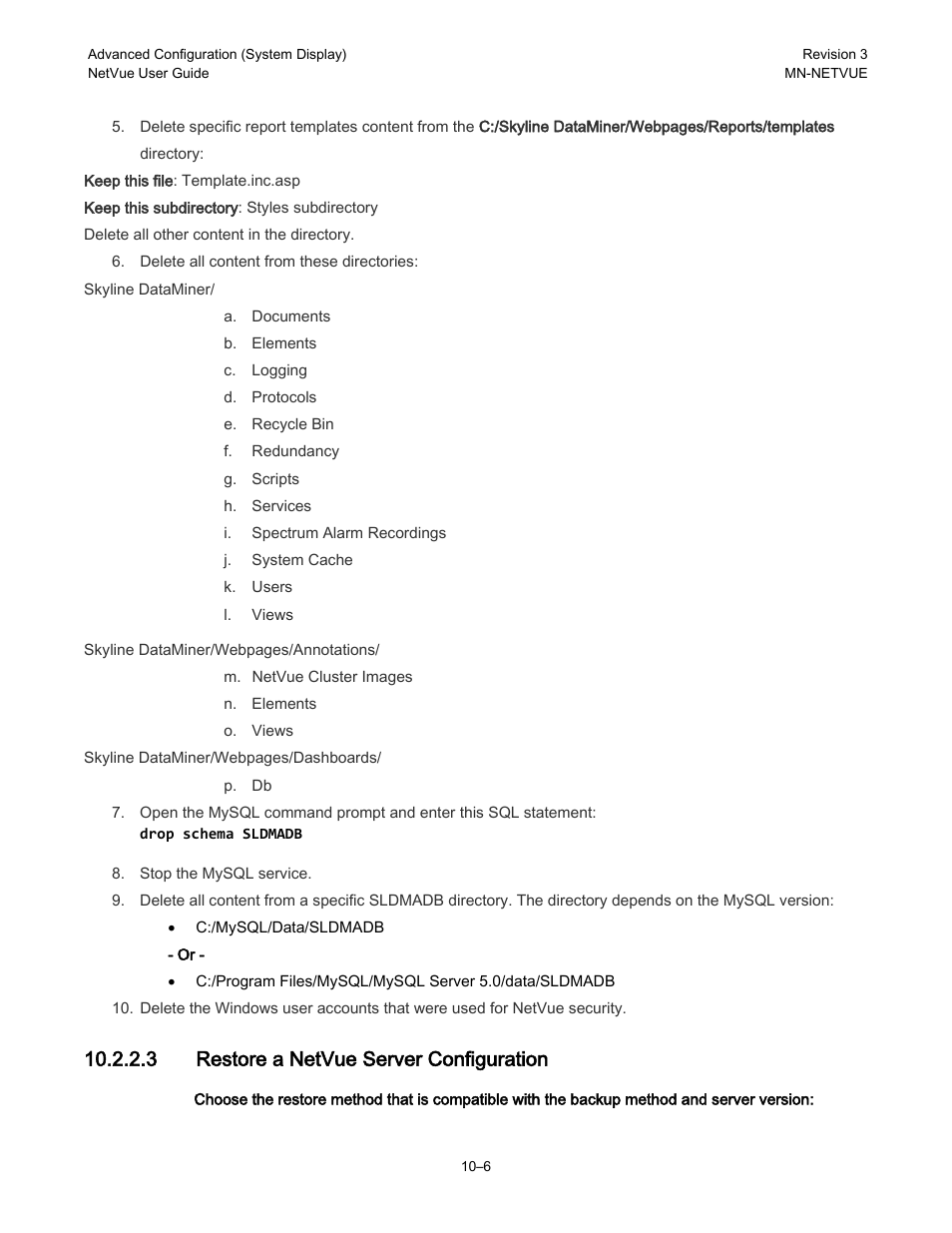 3 restore a netvue server configuration | Comtech EF Data NetVue Release 1.1 User Guide User Manual | Page 143 / 265