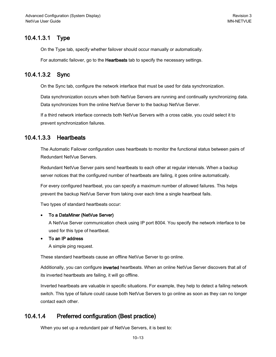 1 type, 2 sync, 3 heartbeats | 4 preferred configuration (best practice) | Comtech EF Data NetVue Release 1.1 User Guide User Manual | Page 150 / 265