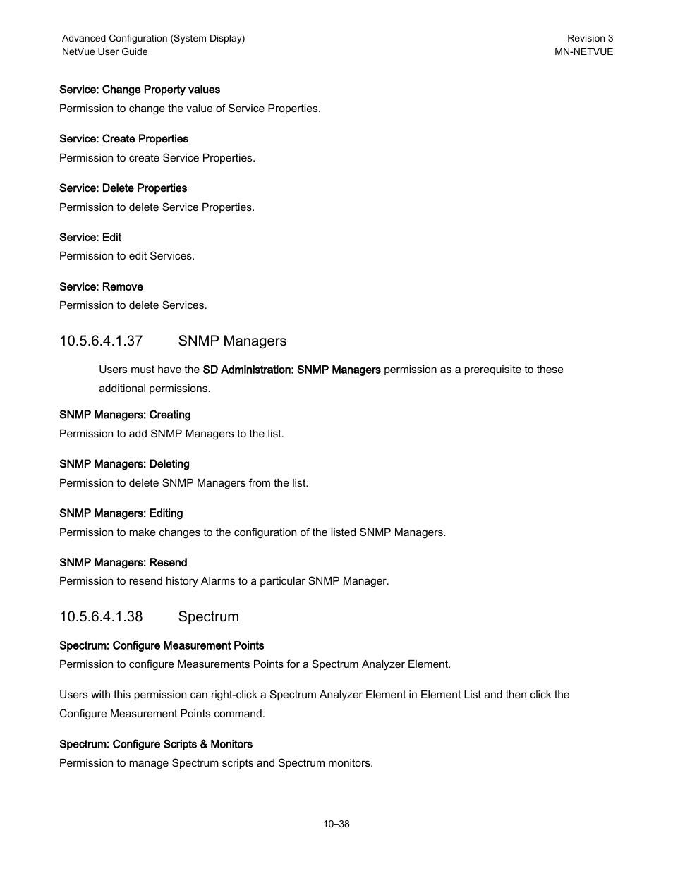 37 snmp managers, 38 spectrum | Comtech EF Data NetVue Release 1.1 User Guide User Manual | Page 175 / 265