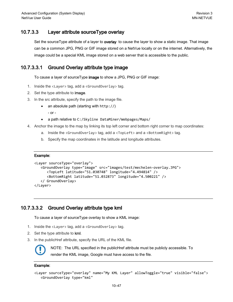 3 layer attribute sourcetype overlay, 1 ground overlay attribute type image, 2 ground overlay attribute type kml | Comtech EF Data NetVue Release 1.1 User Guide User Manual | Page 184 / 265