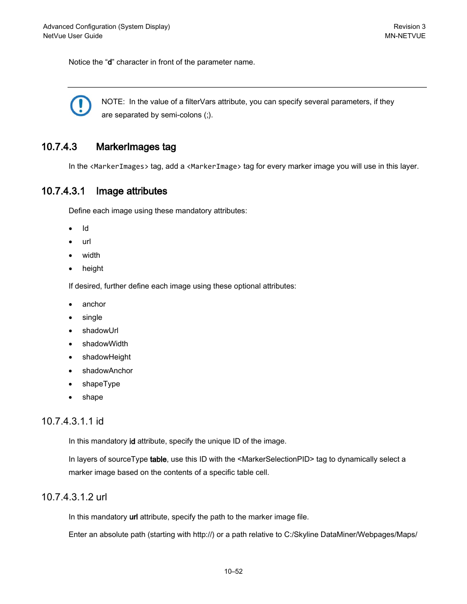 3 markerimages tag, 1 image attributes, 1 id | 2 url | Comtech EF Data NetVue Release 1.1 User Guide User Manual | Page 189 / 265