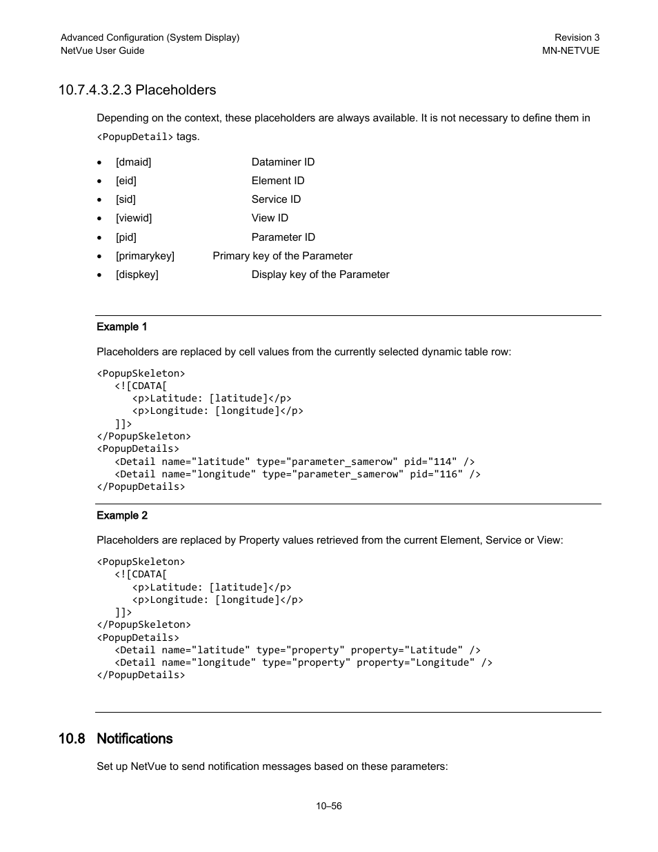 8 notifications, 3 placeholders | Comtech EF Data NetVue Release 1.1 User Guide User Manual | Page 193 / 265