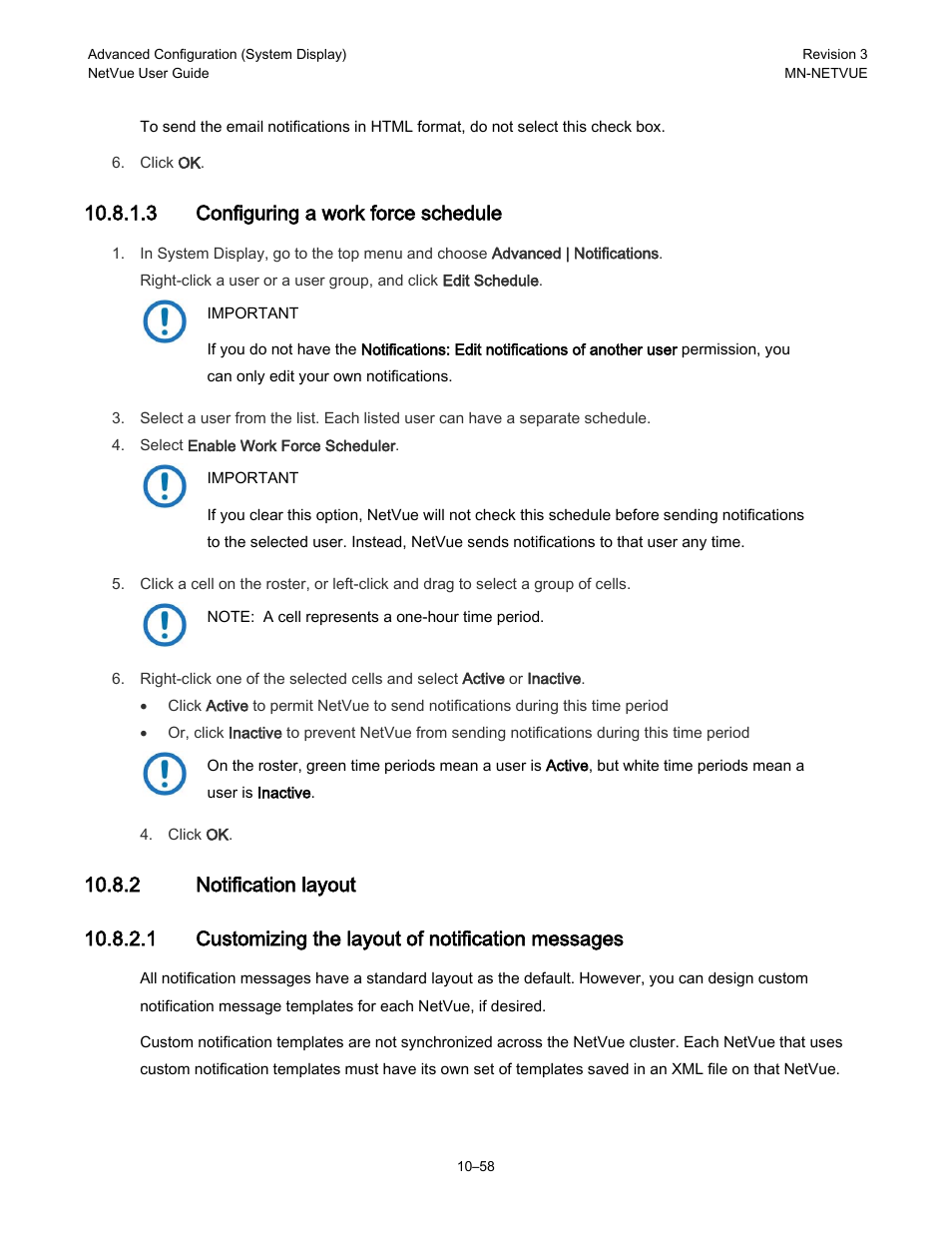 2 notification layout, 3 configuring a work force schedule | Comtech EF Data NetVue Release 1.1 User Guide User Manual | Page 195 / 265