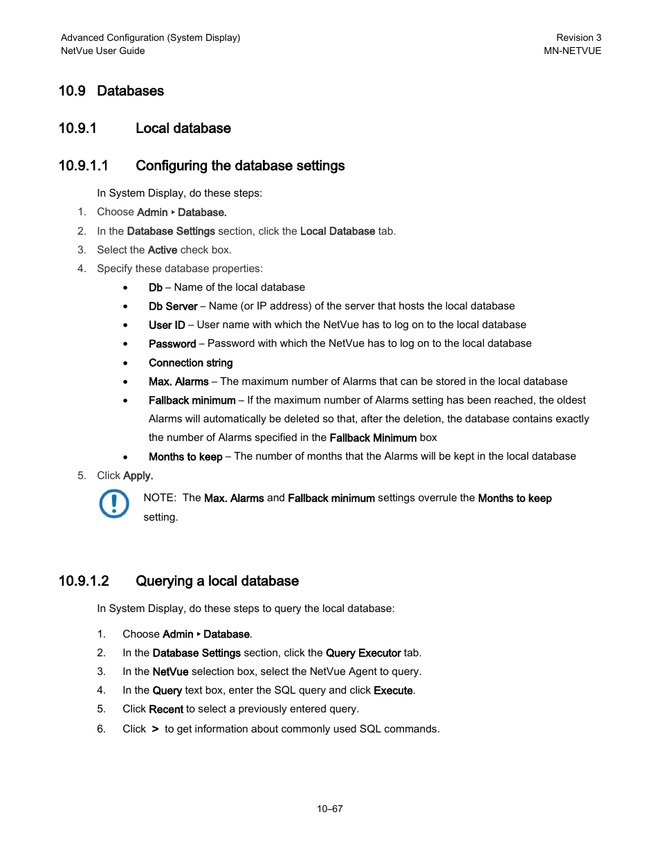 9 databases, 1 local database, 2 querying a local database | Comtech EF Data NetVue Release 1.1 User Guide User Manual | Page 204 / 265