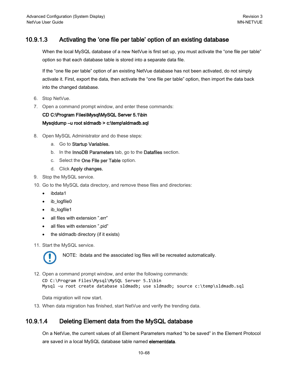 4 deleting element data from the mysql database | Comtech EF Data NetVue Release 1.1 User Guide User Manual | Page 205 / 265