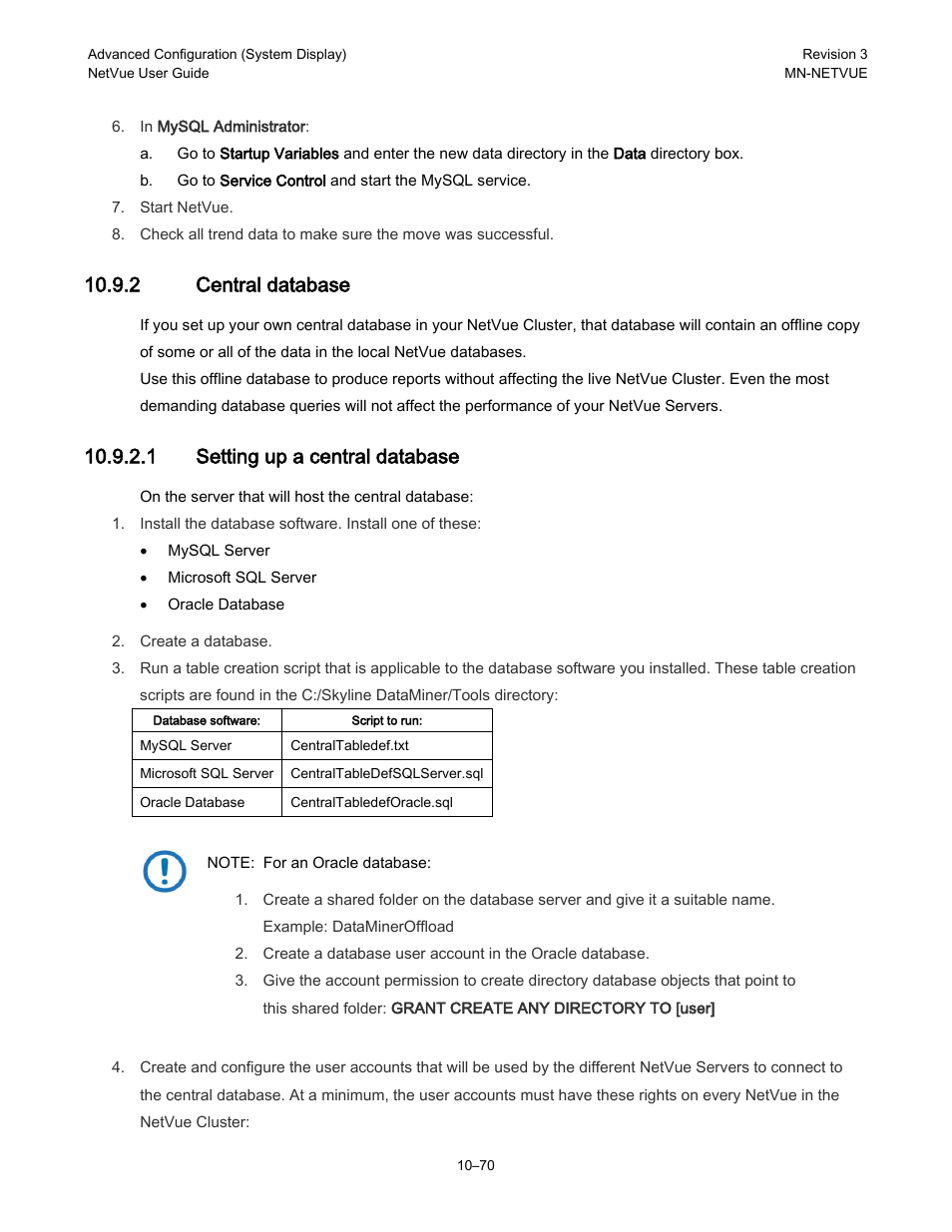 2 central database, 1 setting up a central database | Comtech EF Data NetVue Release 1.1 User Guide User Manual | Page 207 / 265