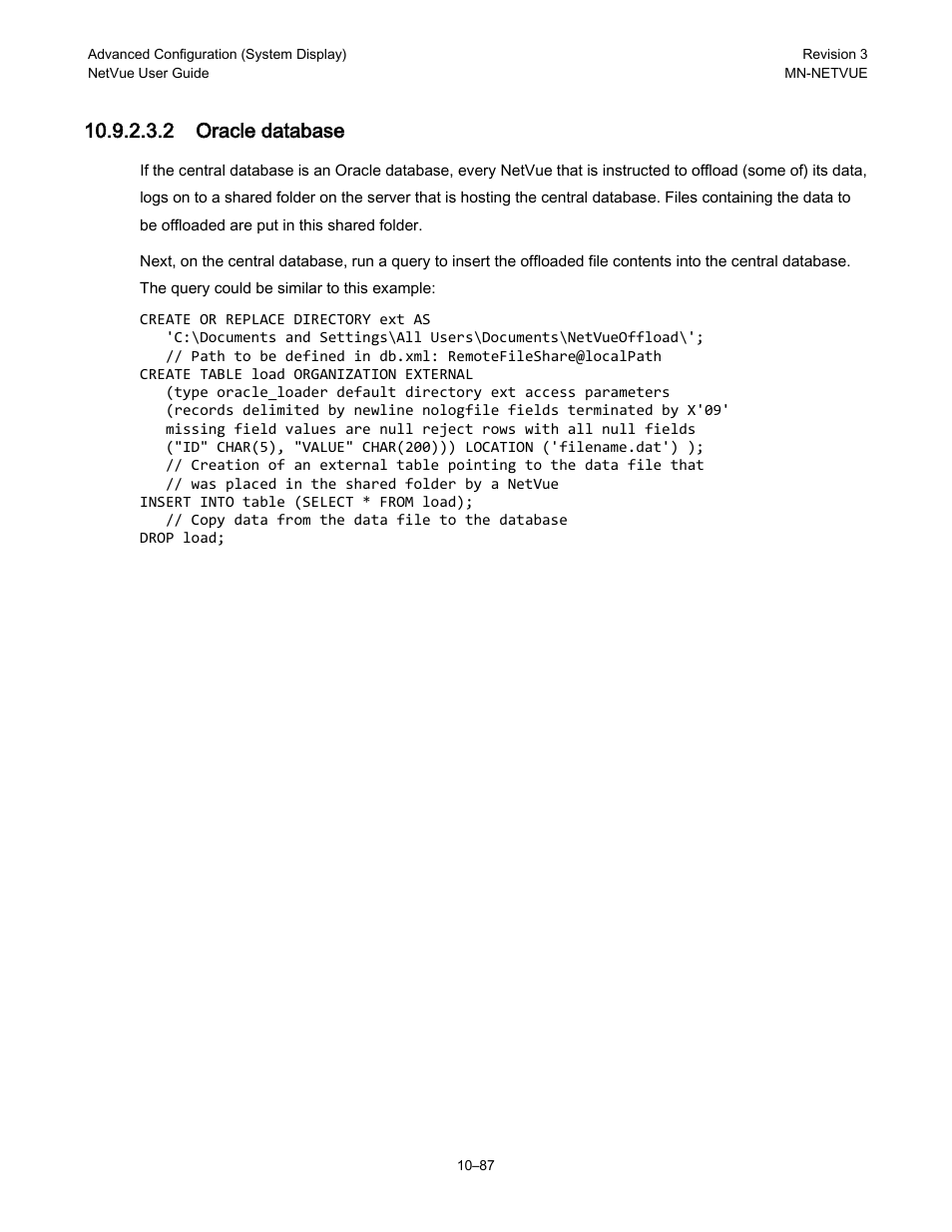 2 oracle database | Comtech EF Data NetVue Release 1.1 User Guide User Manual | Page 224 / 265