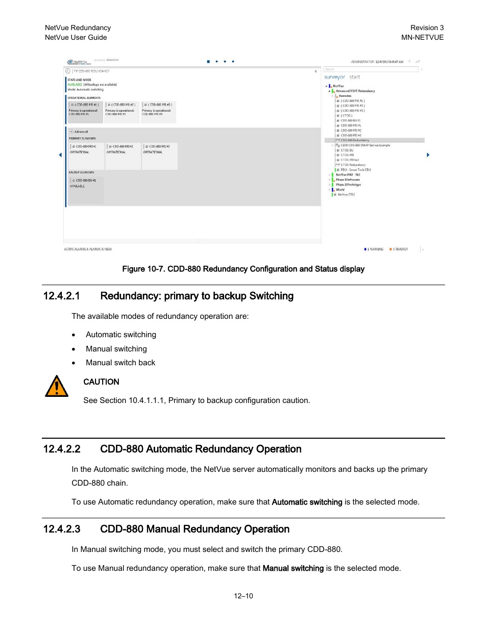 1 redundancy: primary to backup switching, 2 cdd-880 automatic redundancy operation, 3 cdd-880 manual redundancy operation | Comtech EF Data NetVue Release 1.1 User Guide User Manual | Page 236 / 265