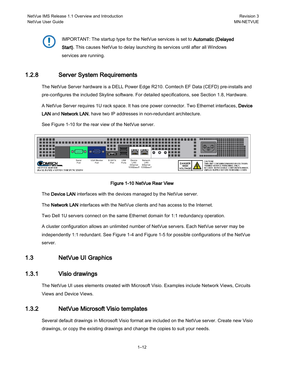 8 server system requirements, 3 netvue ui graphics, 1 visio drawings | 2 netvue microsoft visio templates, 3 netvue ui graphics 1.3.1 visio drawings | Comtech EF Data NetVue Release 1.1 User Guide User Manual | Page 28 / 265