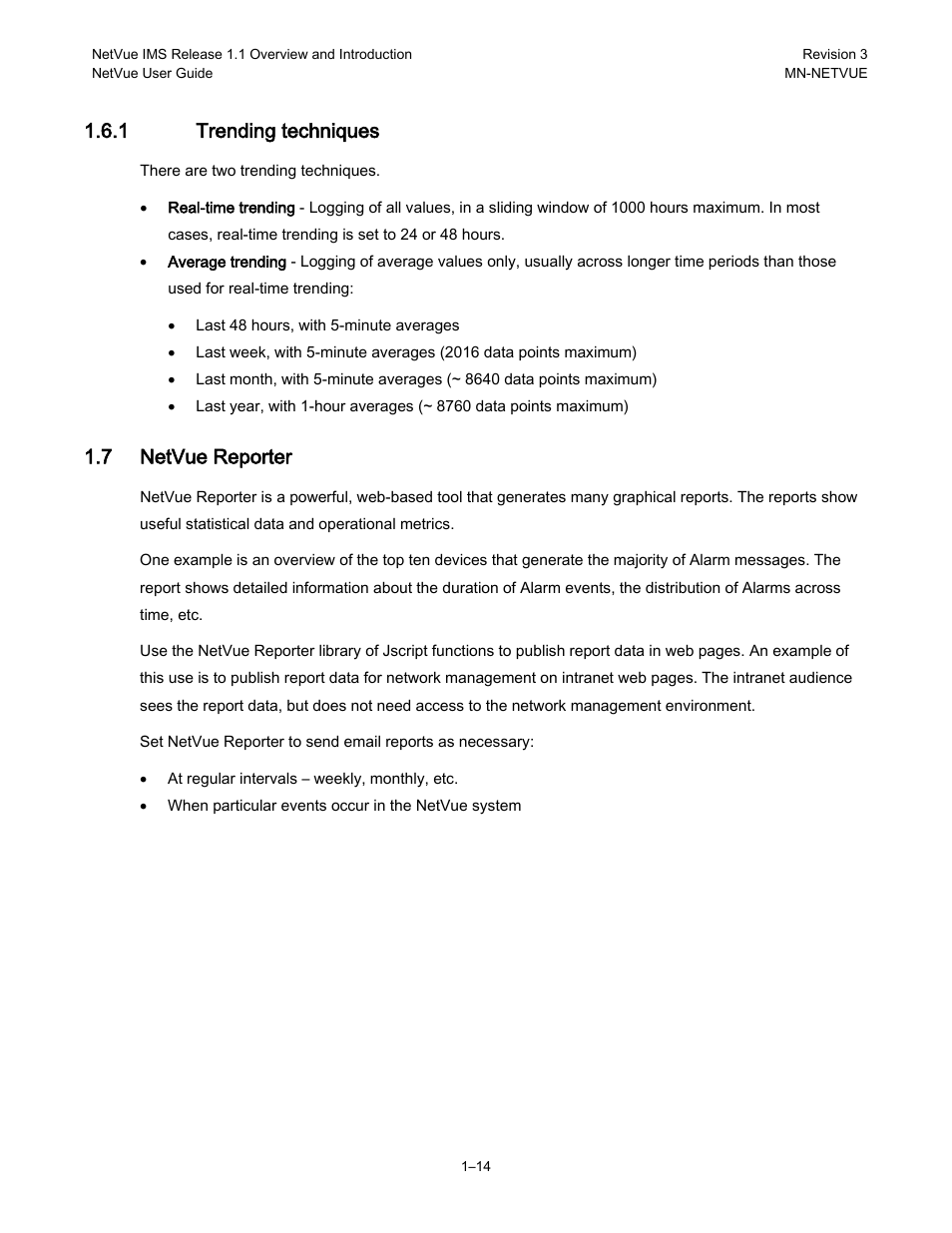 1 trending techniques, 7 netvue reporter | Comtech EF Data NetVue Release 1.1 User Guide User Manual | Page 30 / 265