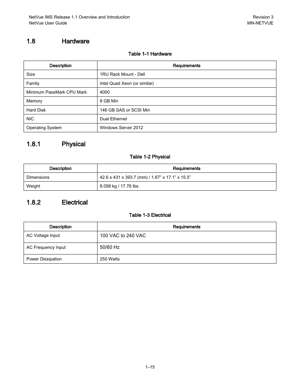 8 hardware, 1 physical, 2 electrical | 8, hardware | Comtech EF Data NetVue Release 1.1 User Guide User Manual | Page 31 / 265