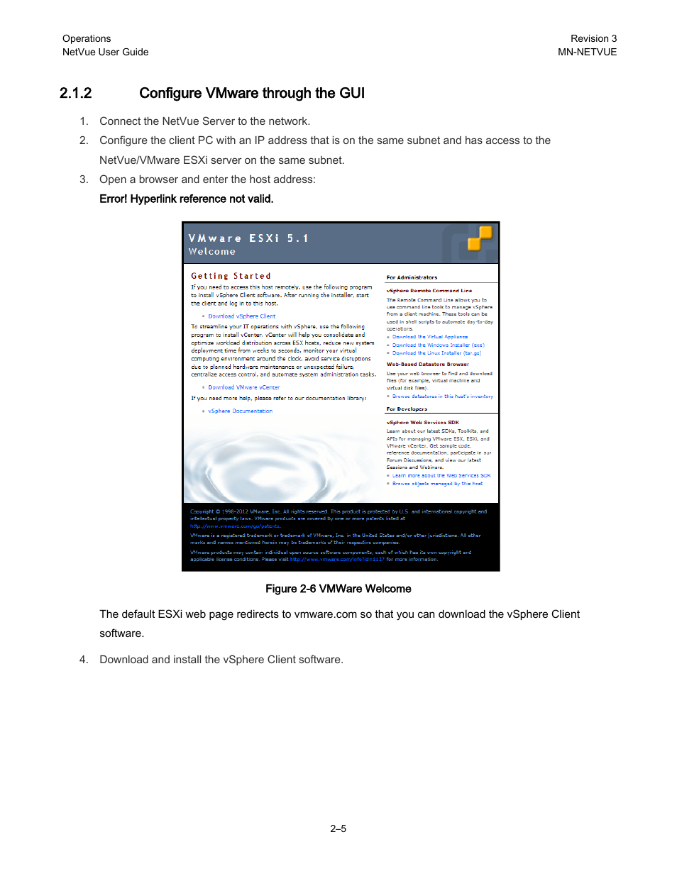 2 configure vmware through the gui | Comtech EF Data NetVue Release 1.1 User Guide User Manual | Page 38 / 265