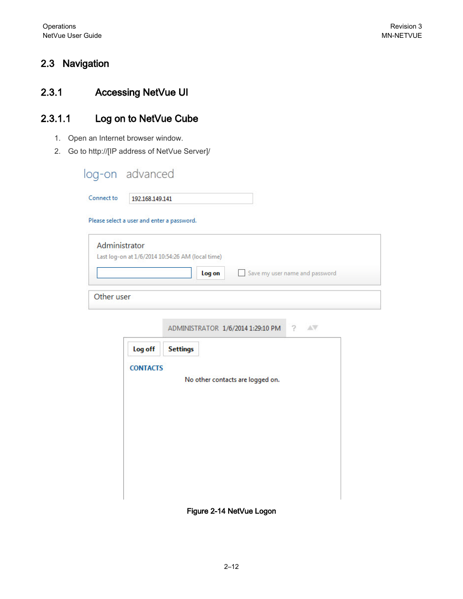 3 navigation, 1 accessing netvue ui | Comtech EF Data NetVue Release 1.1 User Guide User Manual | Page 45 / 265