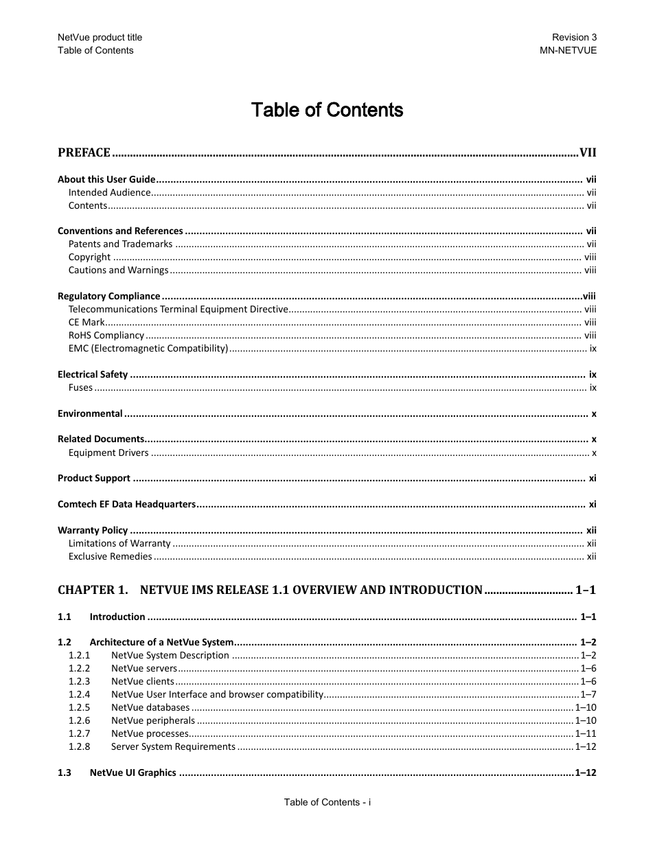 Comtech EF Data NetVue Release 1.1 User Guide User Manual | Page 5 / 265