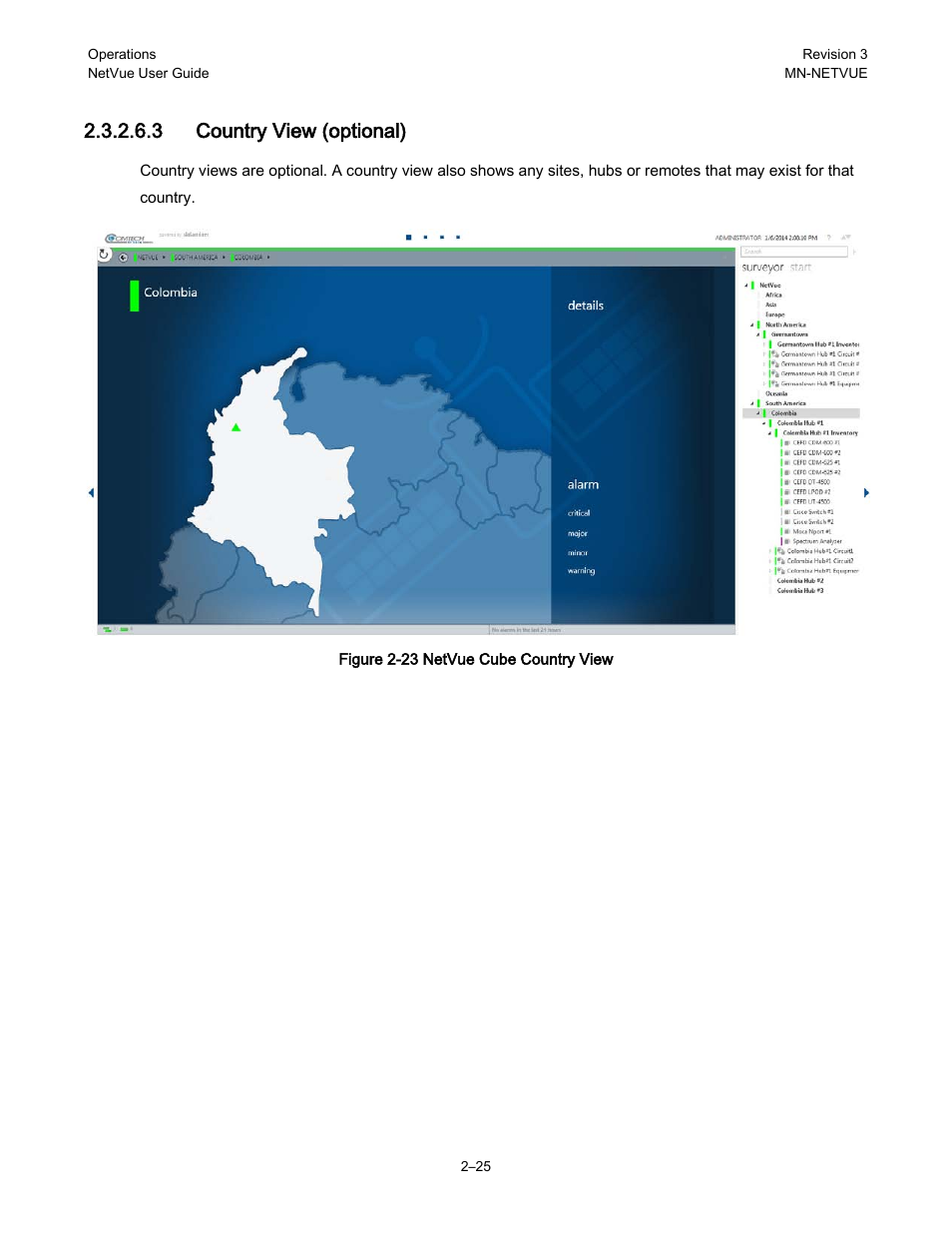 3 country view (optional) | Comtech EF Data NetVue Release 1.1 User Guide User Manual | Page 58 / 265