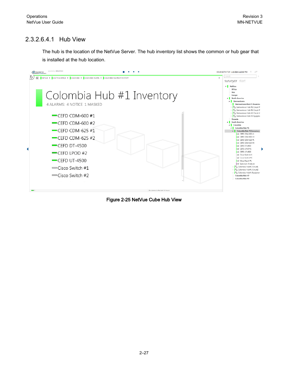 1 hub view | Comtech EF Data NetVue Release 1.1 User Guide User Manual | Page 60 / 265
