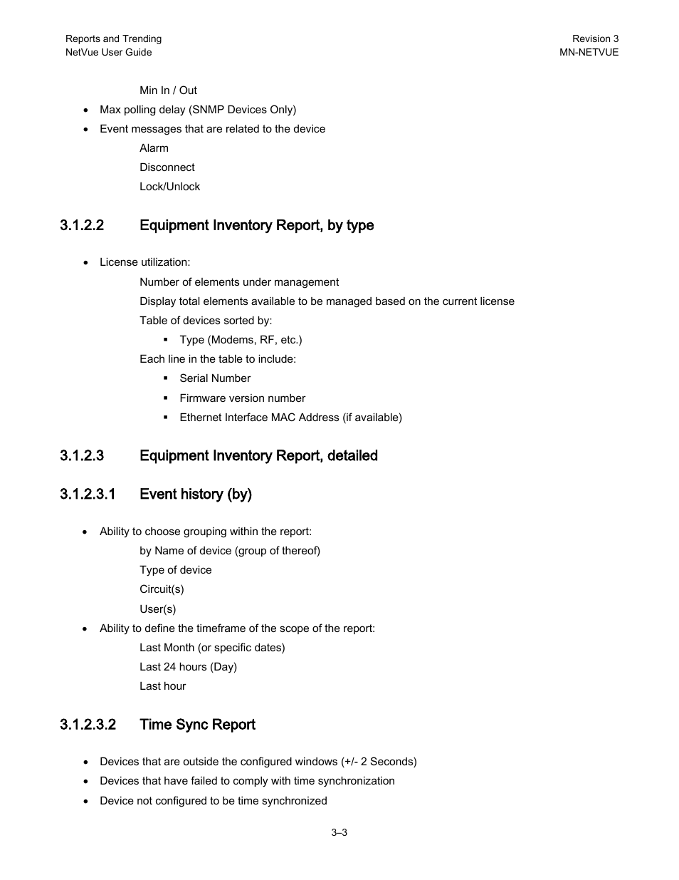 2 equipment inventory report, by type, 2 time sync report | Comtech EF Data NetVue Release 1.1 User Guide User Manual | Page 78 / 265