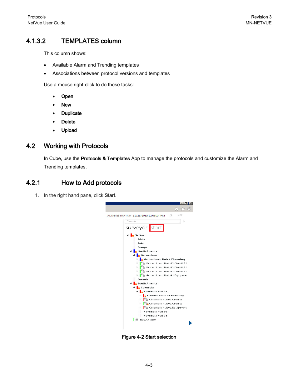 2 working with protocols, 1 how to add protocols, 2 templates column | Comtech EF Data NetVue Release 1.1 User Guide User Manual | Page 86 / 265