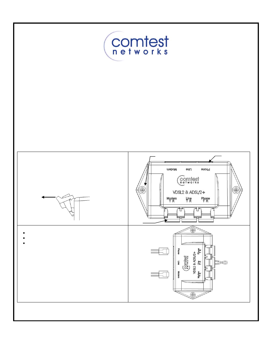 Comtest Networks CPE-01V POTS Splitter User Manual | 2 pages