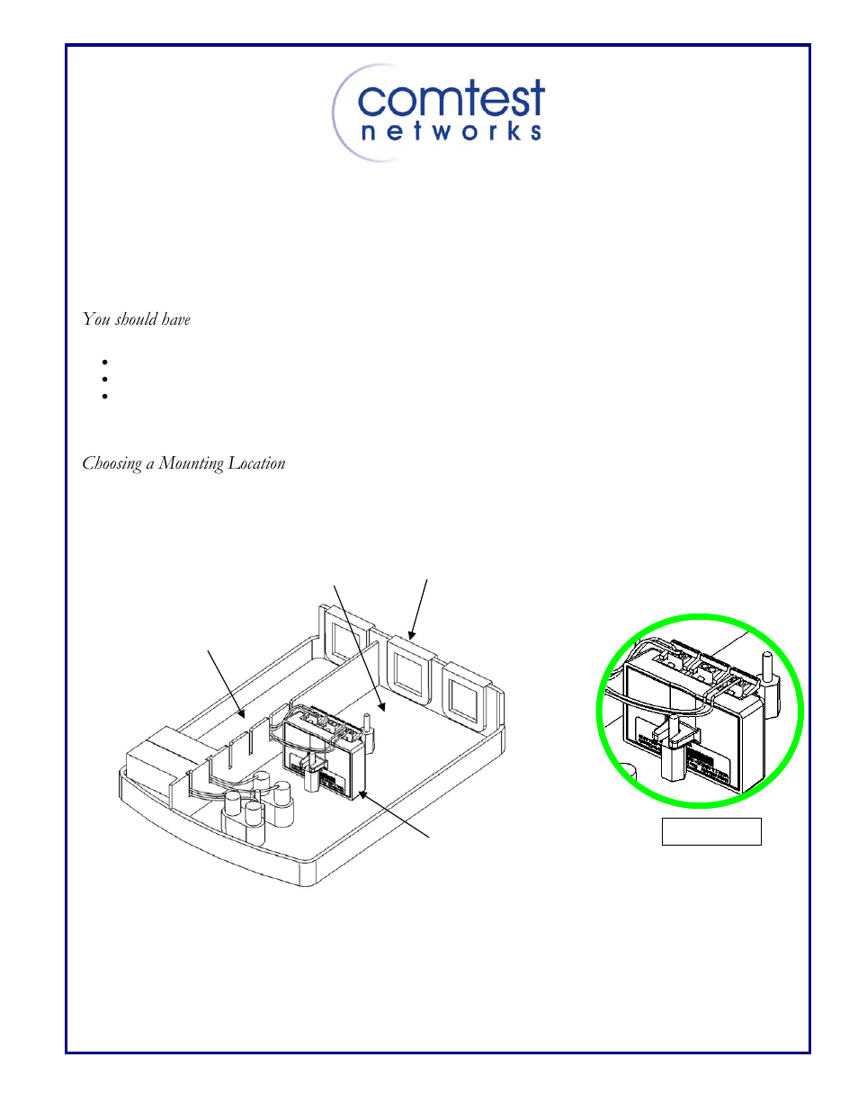 Comtest Networks NID-01V POTS Splitter User Manual | 2 pages