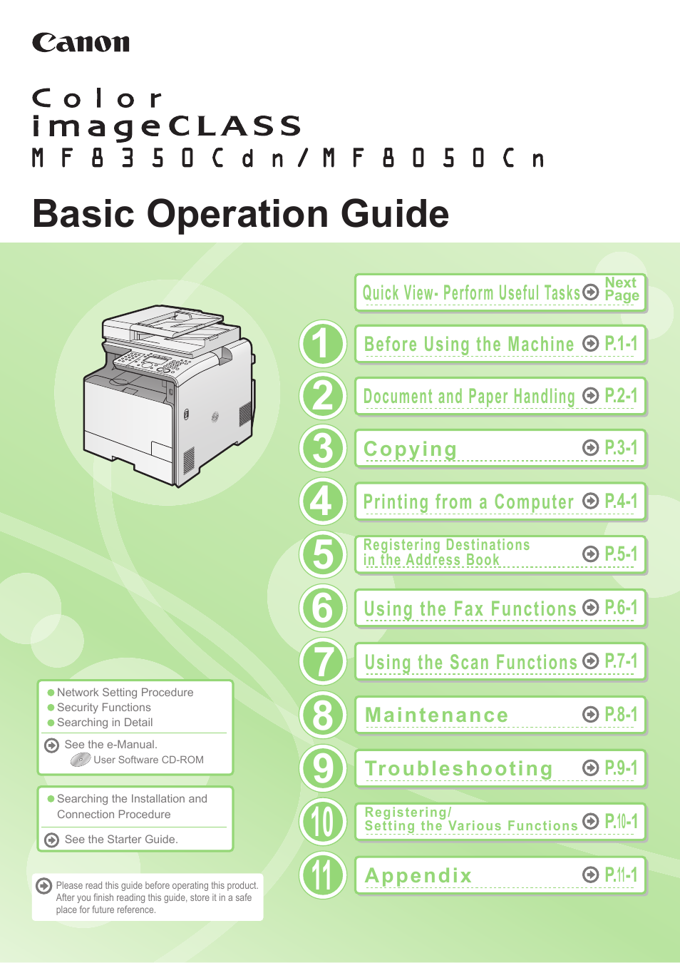 Canon ImageCLASS MF8050Cn User Manual | 159 pages