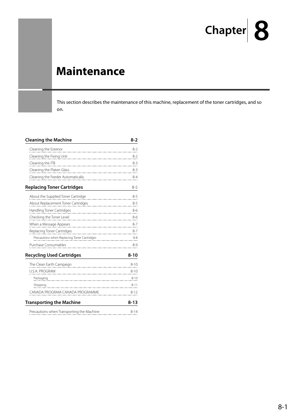Maintenance, Chapter | Canon ImageCLASS MF8050Cn User Manual | Page 117 / 159