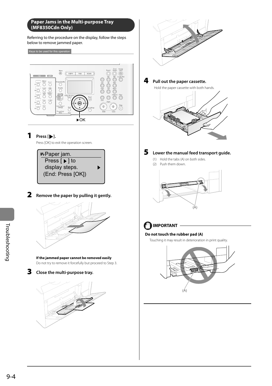 P.9-4), Tr oubleshooting | Canon ImageCLASS MF8050Cn User Manual | Page 134 / 159