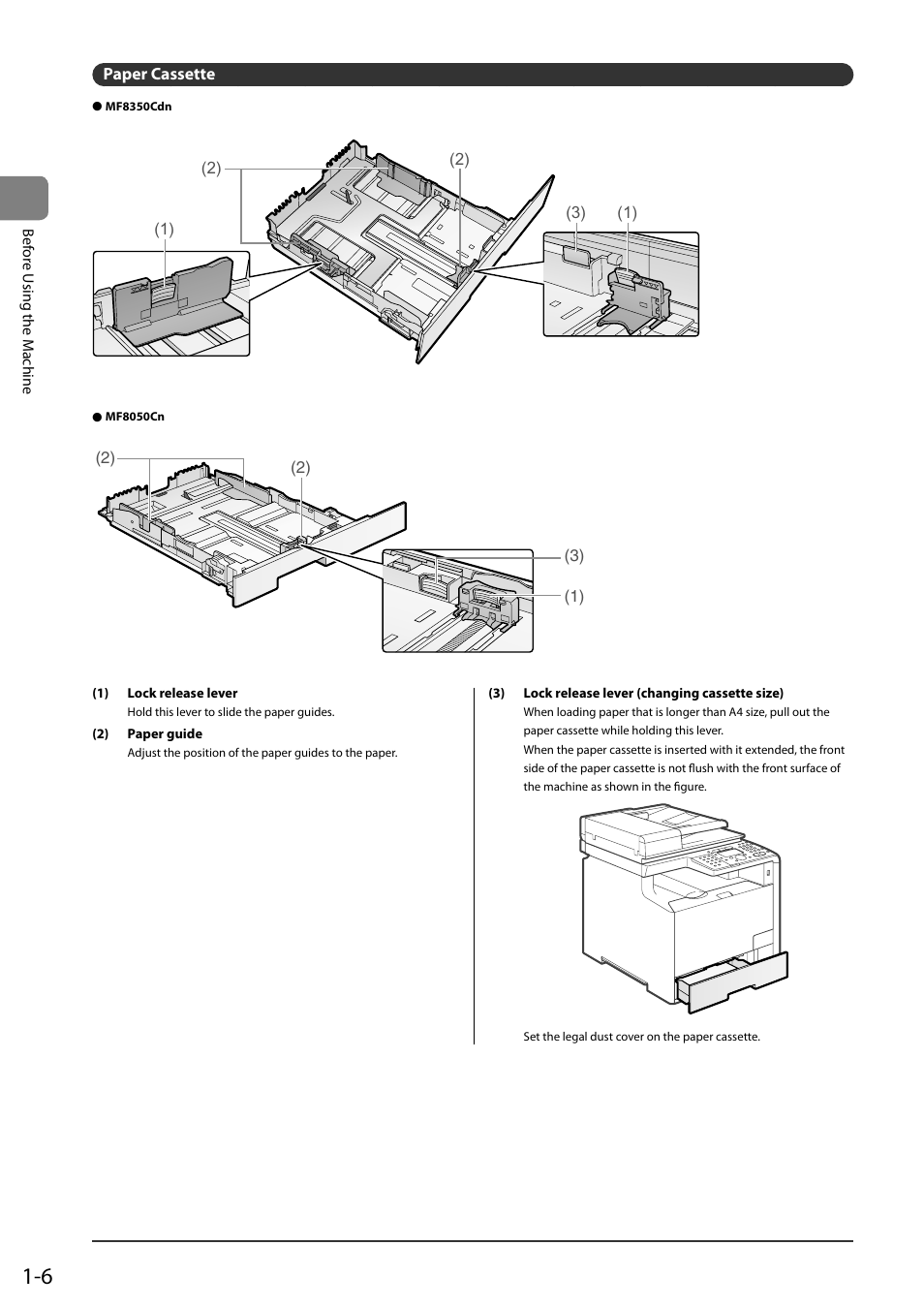 Paper cassette, P.1-6) | Canon ImageCLASS MF8050Cn User Manual | Page 30 / 159