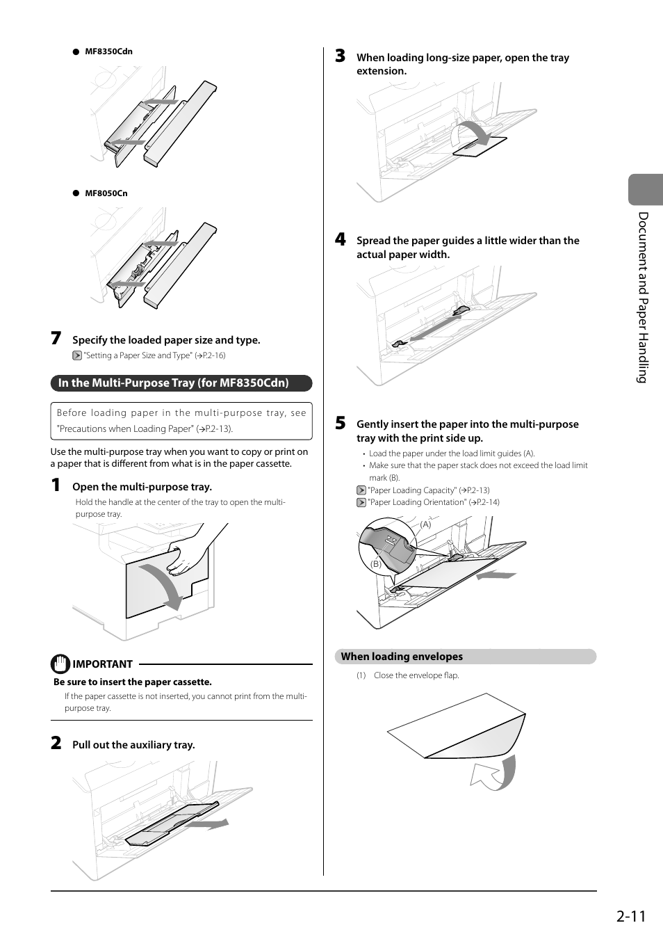 In the multi-purpose tray (for mf8350cdn), Do cument and p aper handling | Canon ImageCLASS MF8050Cn User Manual | Page 47 / 159