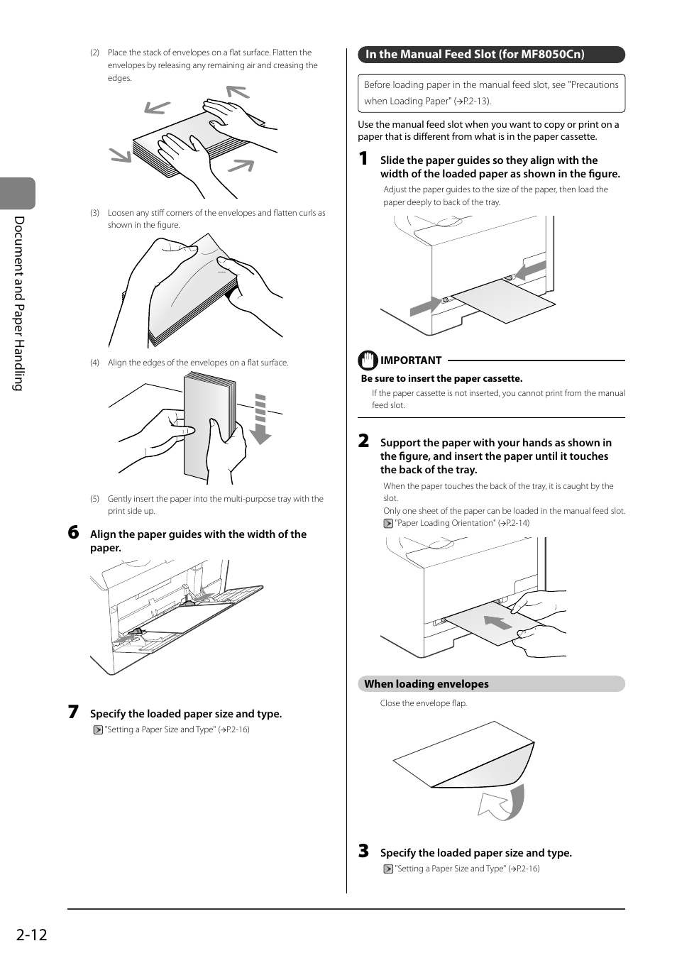 In the manual feed slot (for mf8050cn), Do cument and p aper handling | Canon ImageCLASS MF8050Cn User Manual | Page 48 / 159