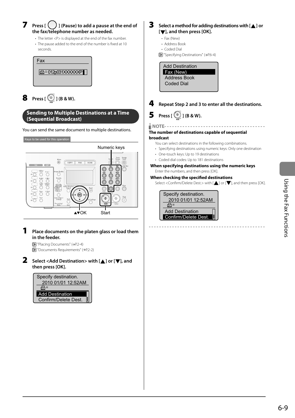P.6-9), Using the f ax f unc tions | Canon ImageCLASS MF8050Cn User Manual | Page 93 / 159
