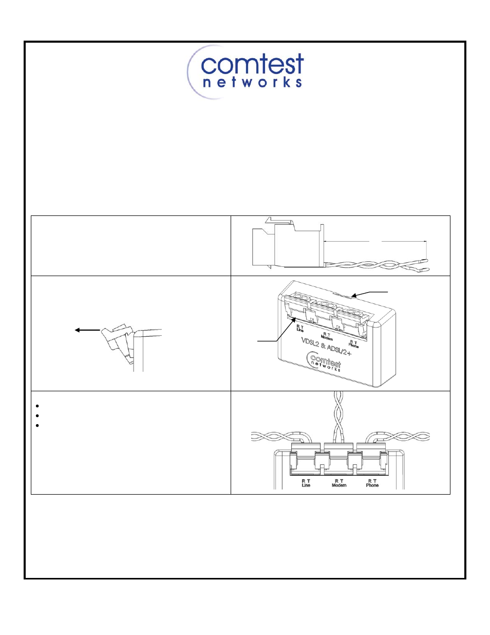 Comtest Networks NID-01V POTS Splitter Datajack User Manual | 2 pages