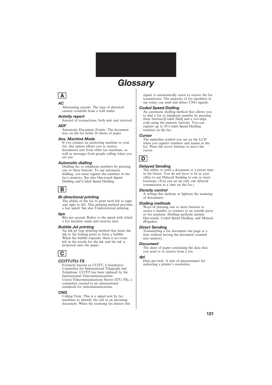 Glossary | Canon B155 User Manual | Page 133 / 140