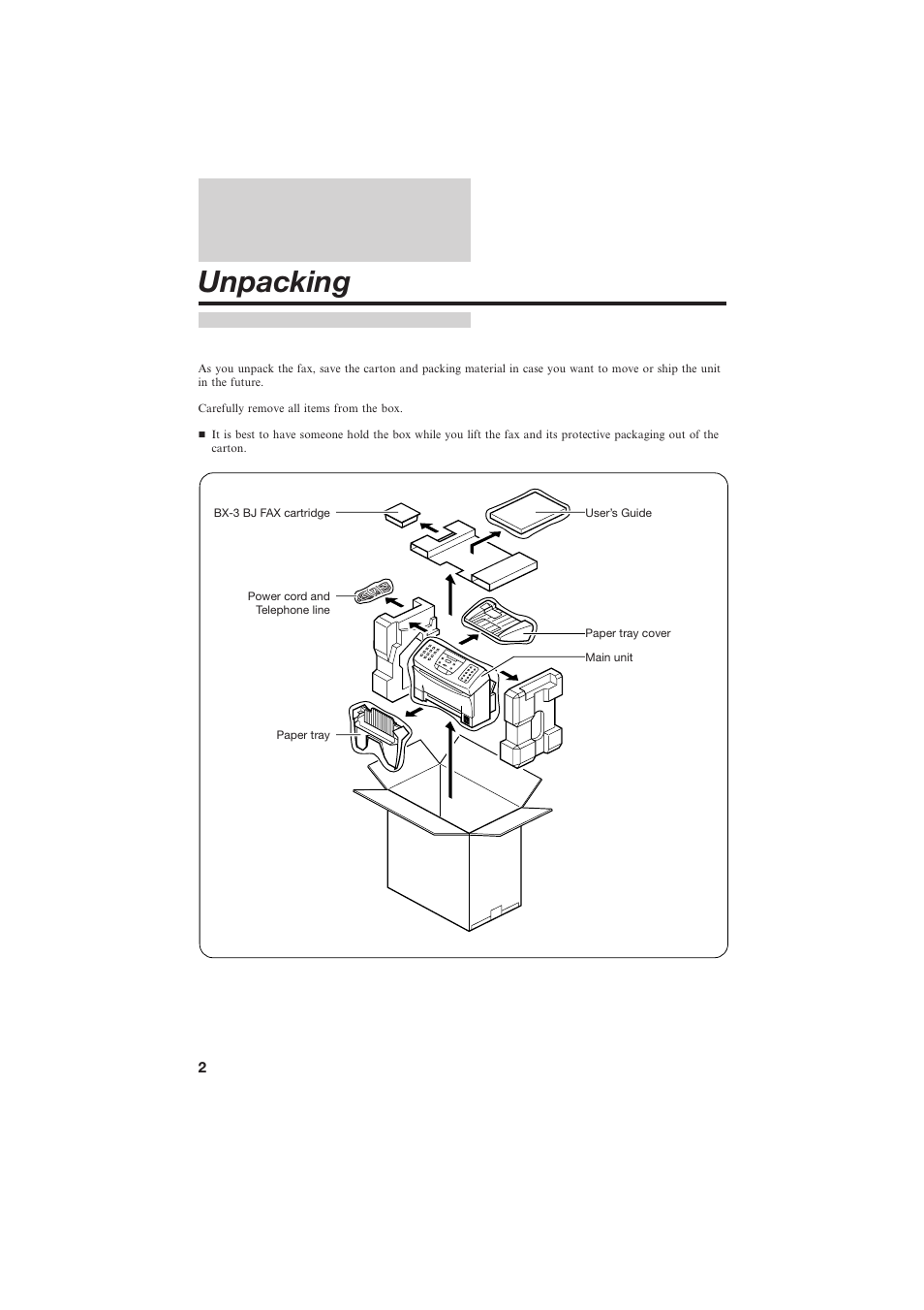 Unpacking | Canon B155 User Manual | Page 14 / 140