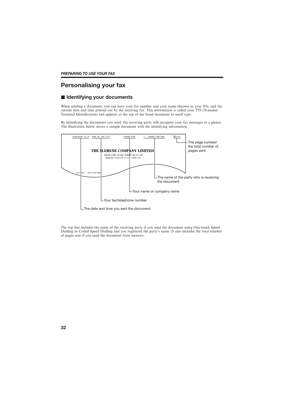 Personalising your fax, J identifying your documents | Canon B155 User Manual | Page 44 / 140