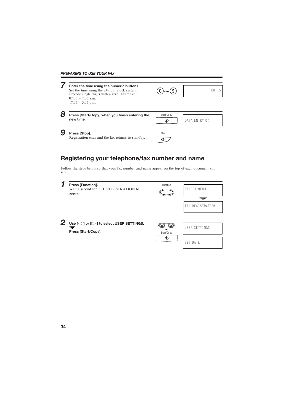 Registering your telephone/fax number and name | Canon B155 User Manual | Page 46 / 140