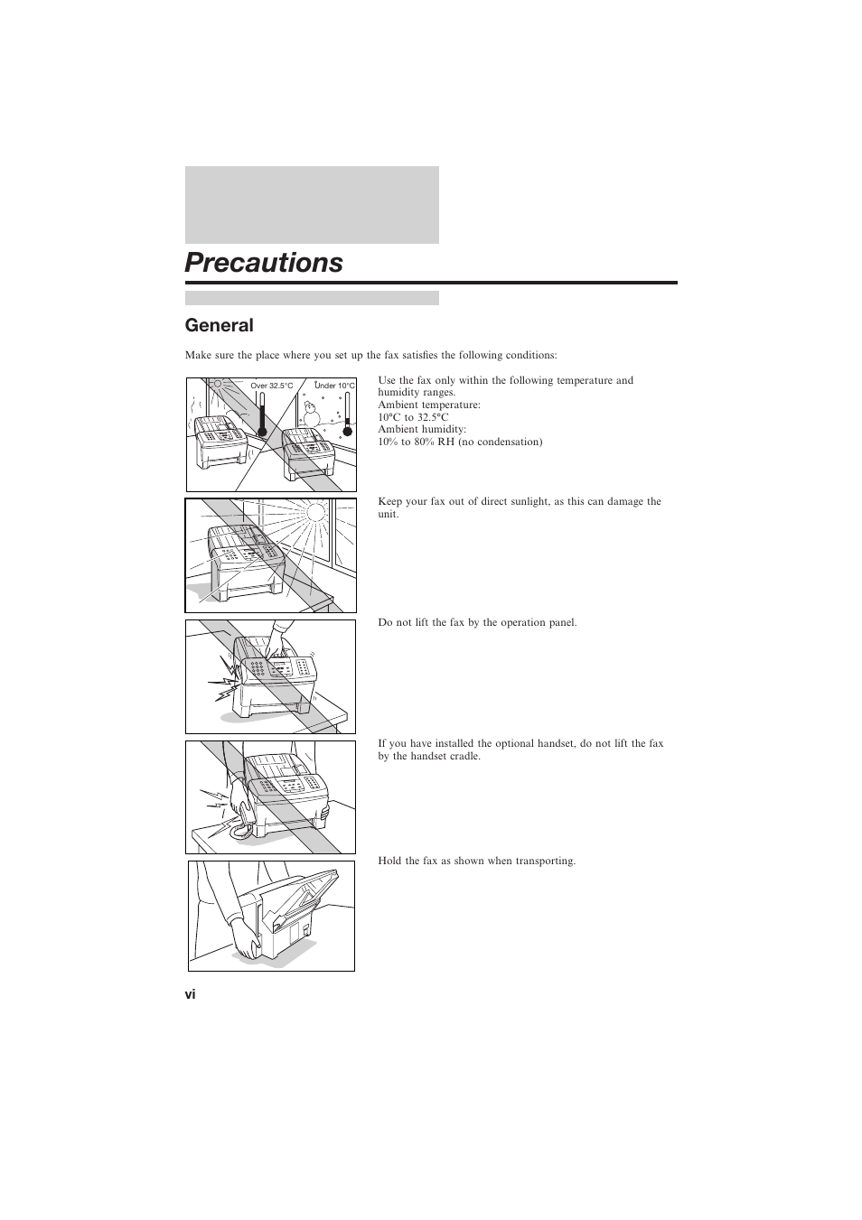 Precautions, General | Canon B155 User Manual | Page 6 / 140