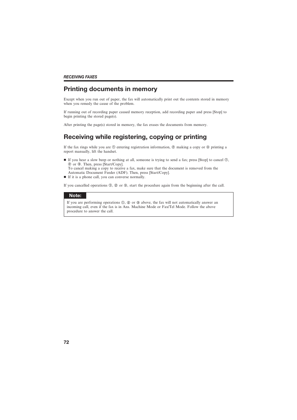 Receiving while registering, copying or printing | Canon B155 User Manual | Page 84 / 140